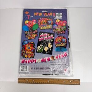 Vtg Sealed 1998 Beistle Creation Paper Happy New Year Decorama 7Pc Colorful READ